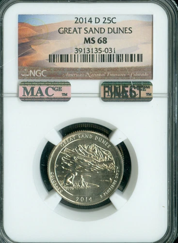 2014 D EVERGLADES QUARTER NGC MS68 MAC FINEST GRADED & SPOTLESS . 