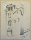 Fusain original Hôtel Lallemant La Tour de Guet Bourges Berry Cher Loir Signée