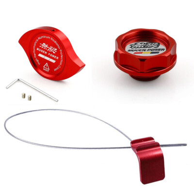 Oil Filler Cap+ Radiator Cap+ Oil Dipstick For Honda Acura K20 K Series Red