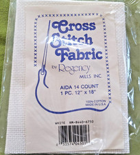 Cross Stitch Fabric Regency Mills Aida 14 Count White 12  x 18  USA New in Pkg