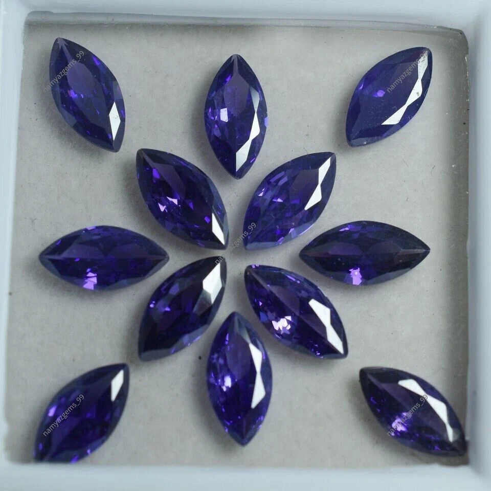 30 Pcs Natural Purple Tanzanite CERTIFIED Marquise Cut Loose Gemstone 7x5 MM Lot - Image 2 of 4