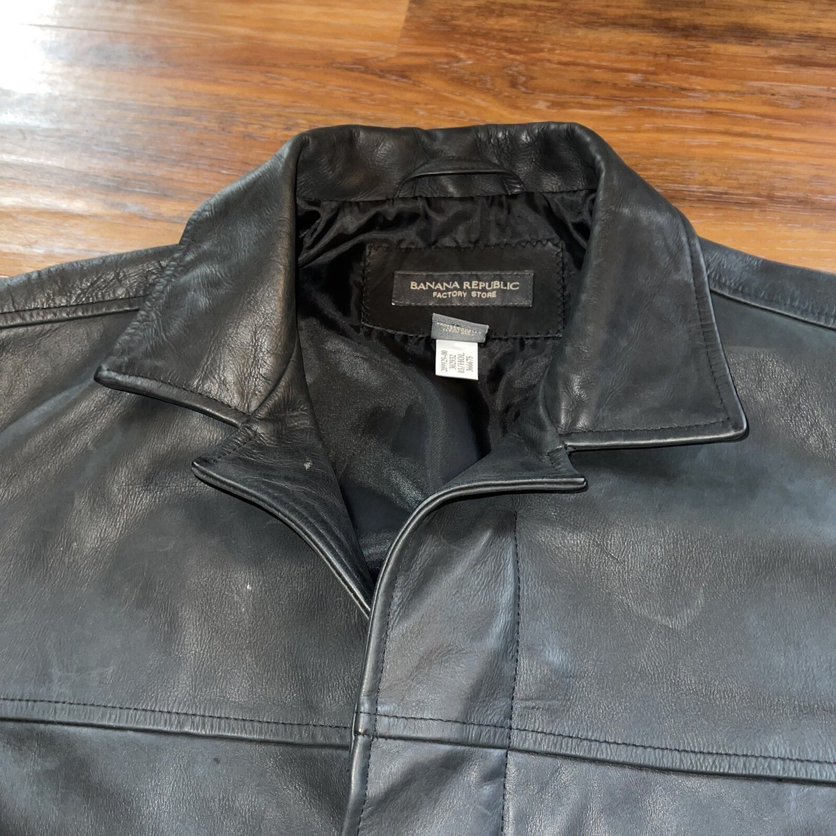Vintage Y2K Banana Republic 100% Leather Button Up Jacket Coat
