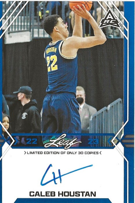 2021-22 Leaf Caleb Houstan Blue Auto RC Rookie /30 Orlando Magic