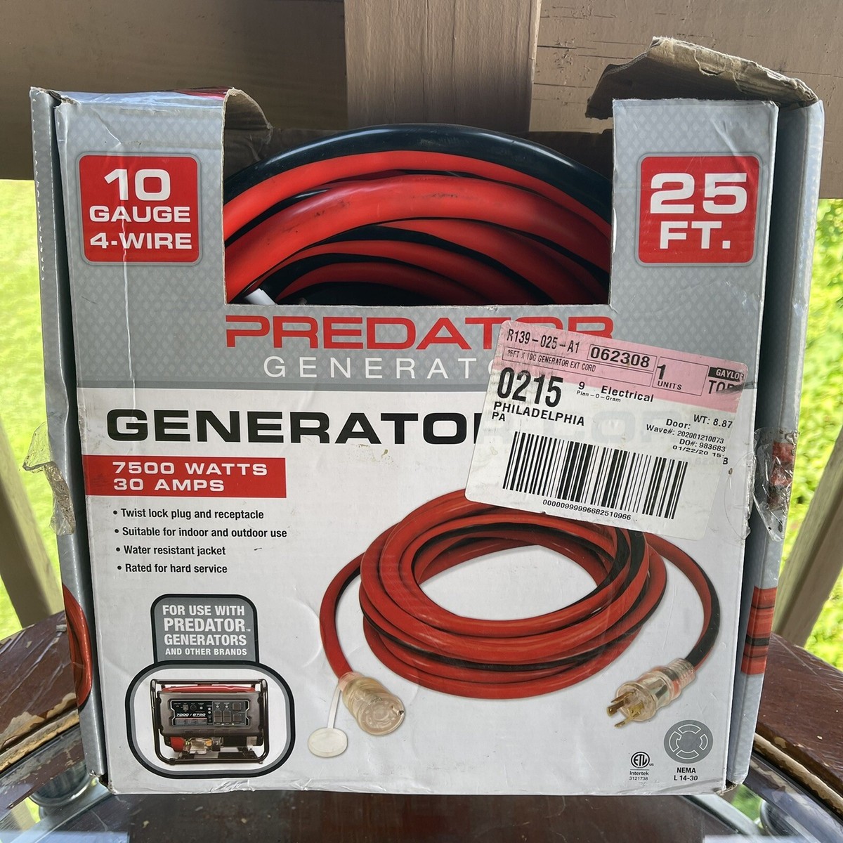 Predator 25 Ft. X 10 Gauge Generator Duty Twist Lock Extension