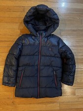 MAYORAL NAVY PUFFER WARM WINTER Jacket Coat HOODED QUILTED SZ 9 MINT Condition