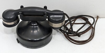 Antique Art Deco Monophone Telephone Railroad Reception Phone Bakelite / Chrome