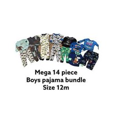 Mega Bundle Baby Boy Pajamas Sz 12 m Carters 14 pieces total 4 matching sets