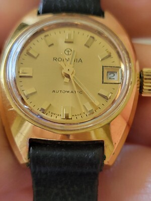VINTAGE RODANIA SWISS 17 JEWELS AUTOMATIC WATCH. GOLD PLATE