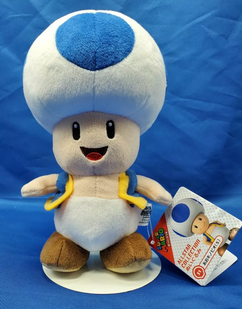 Super Mario All Star Collection Blue Toad Plush Toy 20cm/8in SANEI JAPAN  IMPORT