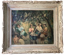 HENRI STENN (1903-1993) SIGNED - OIL ON CANVAS - LUXEMBOURG GARDEN IN PARIS