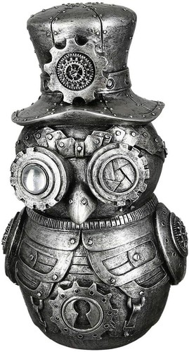 Statua Decorativa Steampunk Decorazione Industriale Stile Argento Poliresina - Foto 64 di 106