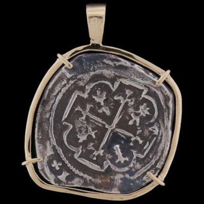 Atocha Sunken Treasure Jewelry - Odd Shape 8 Reale Silver Coin Pendant
