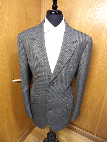 Mens Blazer Sport coat Jacket Croft & Barrow 44L Gray Silver Weave Wool S#149