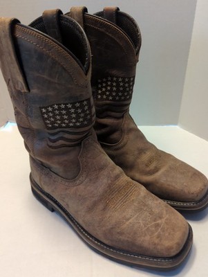 Hoss Rushmore Western Boots Mens 10 Pull On Soft Toe Leather Work Patriot USA