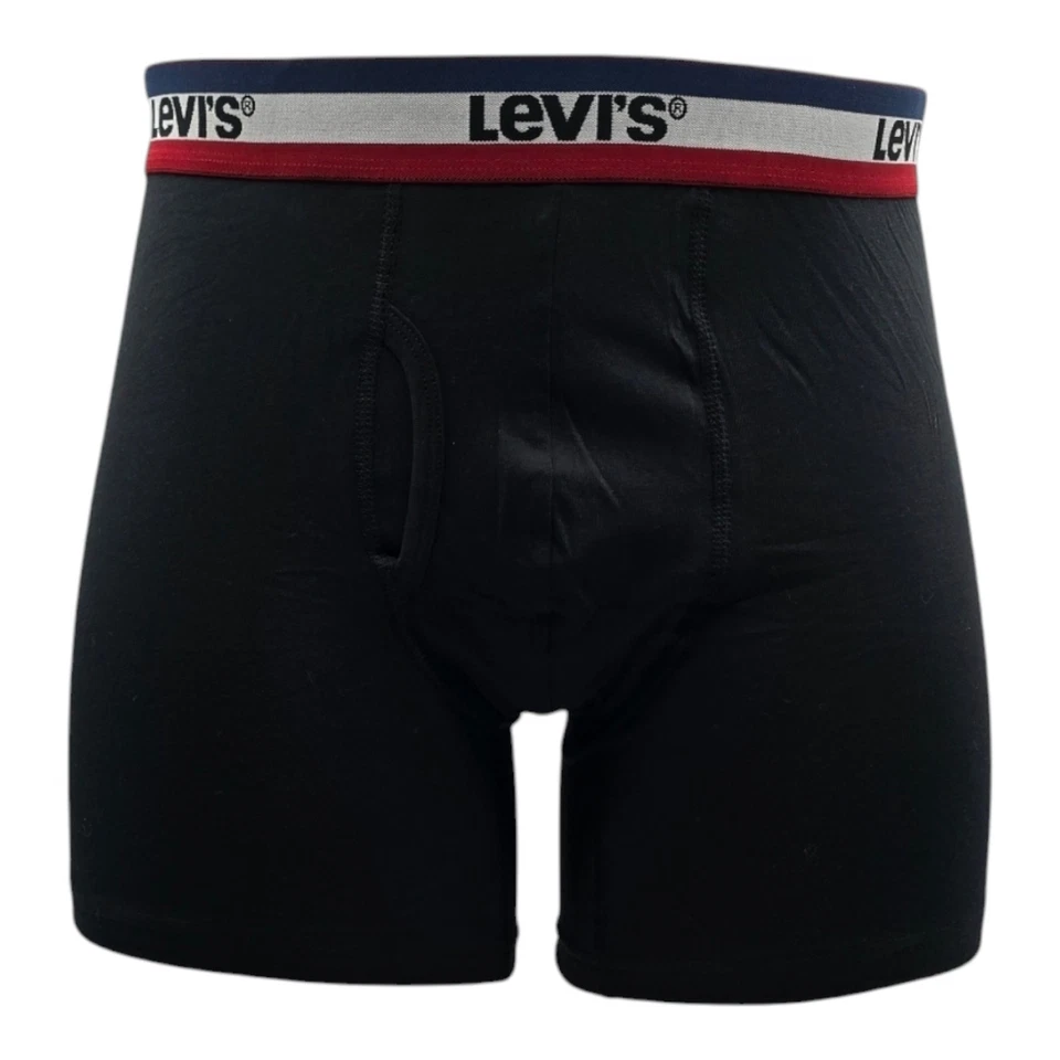 Pack de 4 calzoncillos boxer elásticos de algodón negro, rojo y gris Levi's para hombre Foto 3 de 4