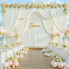 40ft x 10ft Free Ivory Wedding Backdrop Curtains for Party Bridal Shower Rece...