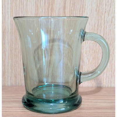 Vintage Anchor Hocking Green Glass Mug Footed Pedestal Base