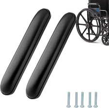 Full Length Padded Armrest Black 13-7/8" Long Wheelchair and Transport Chair Arm