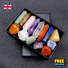14PCS Quartz Crystal Chakra Healing Stones Set–Hexagon Rose Quartz for Meditatio