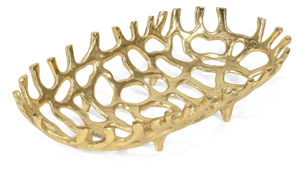 Red Co. 14” x 3” Large Decorative Oval Aluminum Golden Branch Reef Centerpiec... - Image 3 of 4