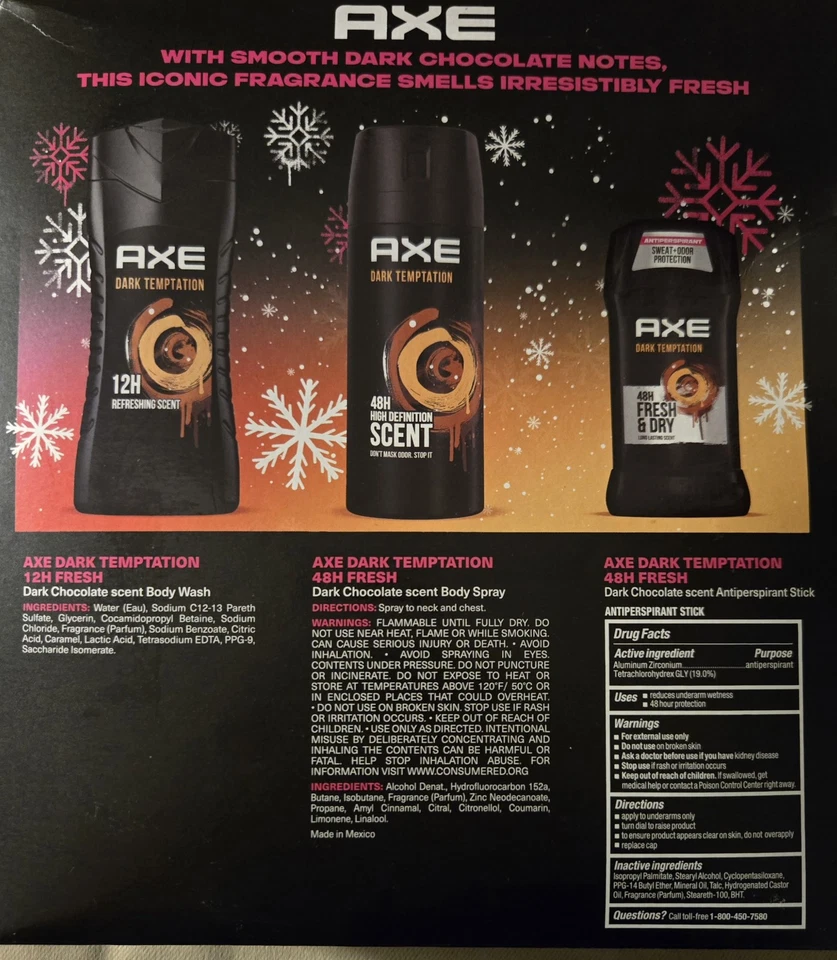 AXE Dark Temptation мужской Рождество 🎄 тела уход праздничный подарочный набор новый в коробке - Изображение 3 из 4