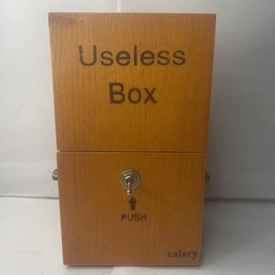 Useless Box Leave Me Alone Machine Fully Assembled In Real Wood Brown Calary