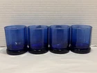 Vintage Anchor Hocking Cobalt Blue Essex 10 Panel Rocks Juice Glasses Set of 4