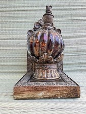 Antique European Ornamental Bookend with Amber Gold Flecked Marble Globe shape
