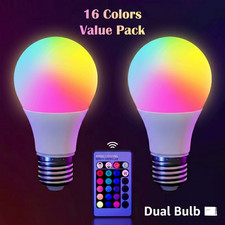 2pcs Rgbw Led Bulb Light E27 16 Color Changing Lamp Dimmable Home Party Remote