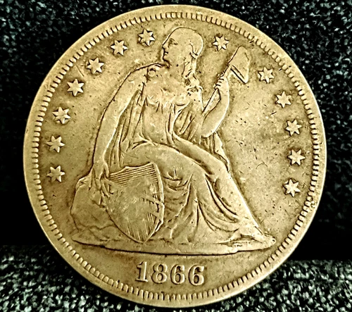 1866-P Seated Liberty Dollar — photo from the most recent tracked eBay sale