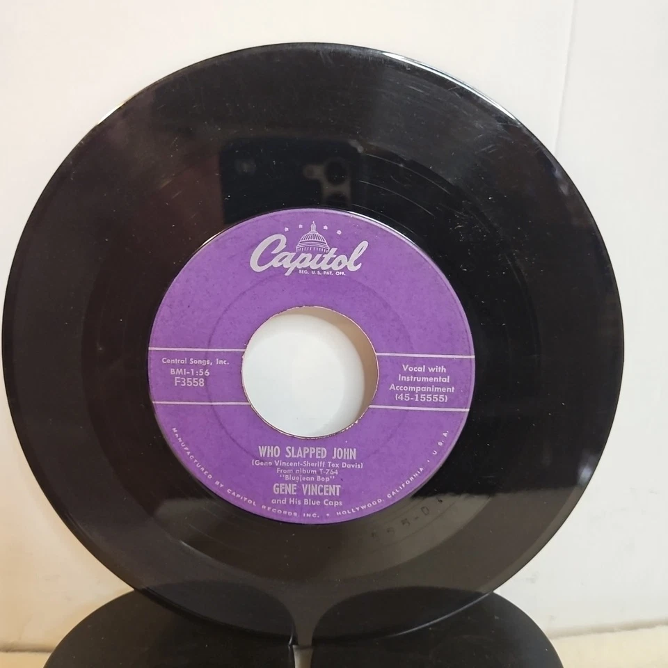 Gene Vincent– Bluejean Bop / Who Slapped John - 1956 Capitol 7" 45RPM Single VG+ - Image 4 of 4