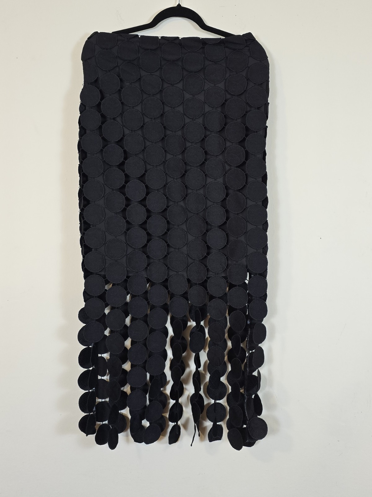 Commense Laser Cut Multi Circle Double Layered Skirt Black Size LARGE