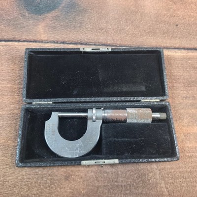 Starrett No. 230 Outside Micrometer 0-1'' Silver Fair Vintage Machinist Tool Case