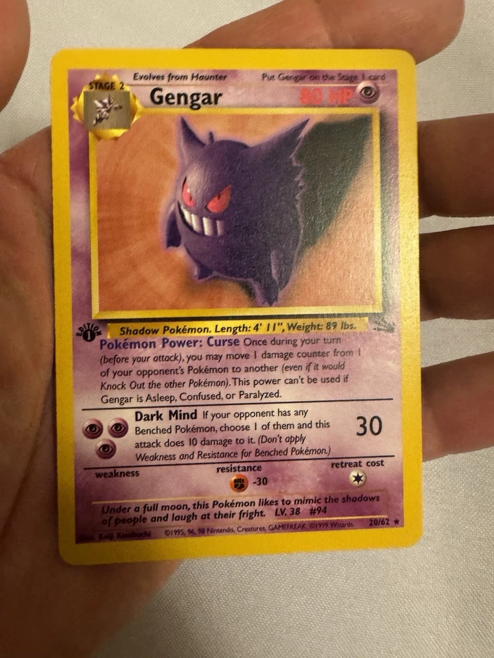 1999 Pokemon - 1st Edition Gengar Non-Holo Rare - Fossil 20/62 - WOTC - Image 2 of 4