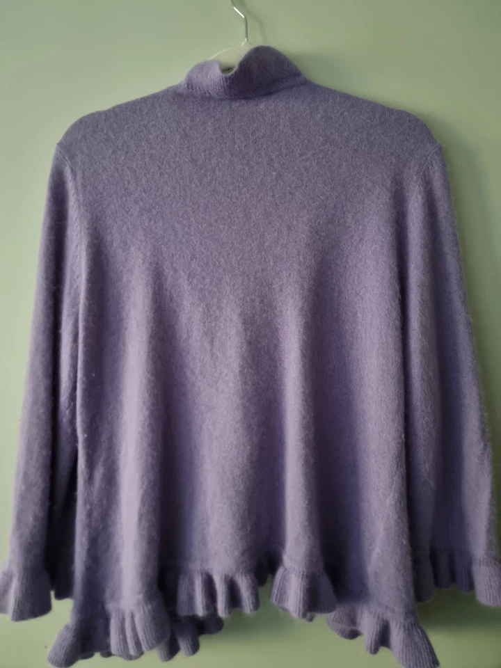 CC Country Casuals Large Lilac Angora Blend Ruffle Frilly Bolero Cardigan - Image 4 of 4