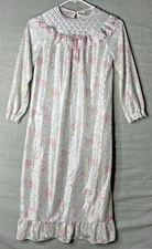 Vintage Youth Night Gown Size M Shiny w Sheer Stripes Lace Accents Night Dress