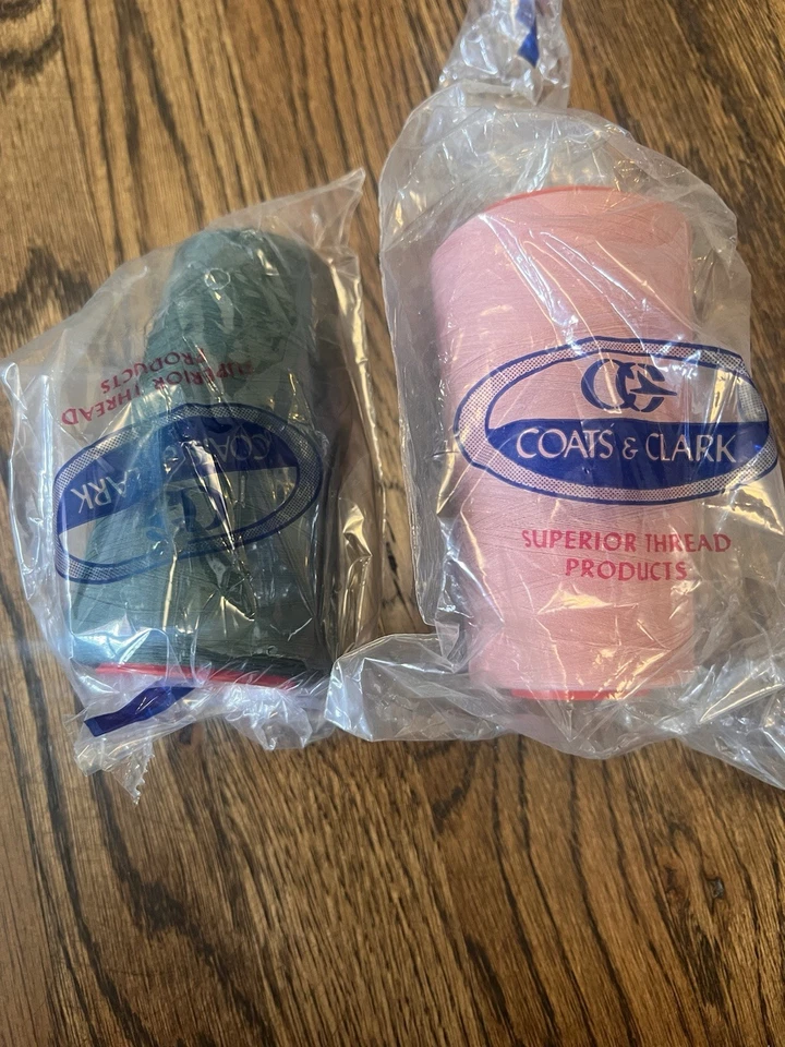 COATS Clark  Dual Duty Thread 100% Cotton 3000YD Cone pink green boilfast NEW - Image 2 of 4