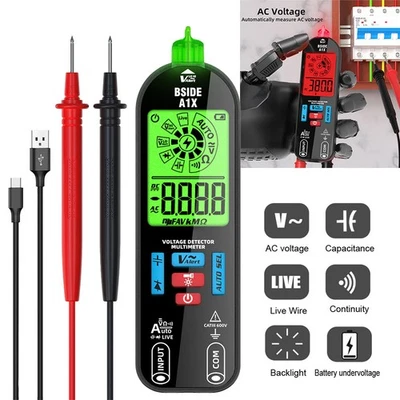 BSIDE A1X Mini Digital Multimeter Smart Auto Ranging Rechargeable DC/AC Voltage