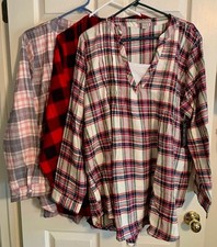 WOMAN WITHIN Plaid Cotton Flannel L/S TUNIC (2 Colors)  L (18-20) 1X (22-24) NIP