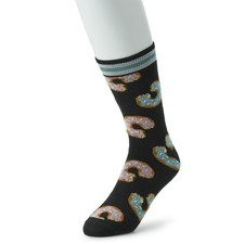 Men's Doughnut W/ Sprinkles and Donut Bite Printed Socks, Pastel Frosting Black
