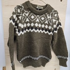 Beautiful Vintage Gaeltarra Ireland Wool Sweater Brown  Cream SEE MEASUREMENTS