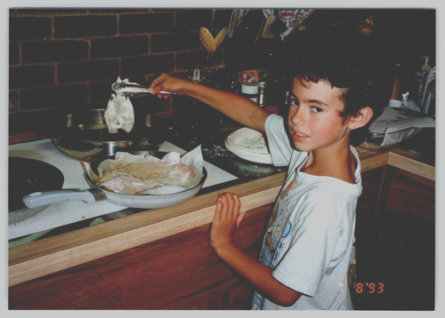 Vintage Photo Boy Cooking Fish Dinner 1990's Found Art DST57 | eBay