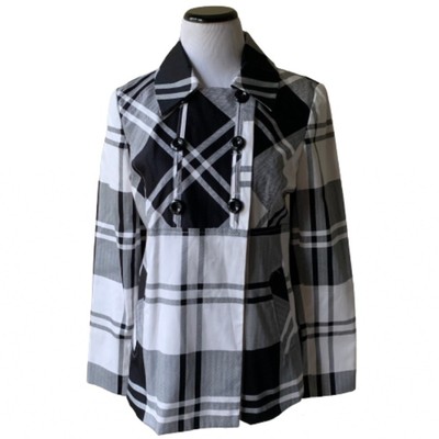 NWT SANDRO Sportswear Women s Black/White Plaid Double Breasted Jacket. Size M.