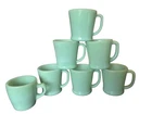 SET OF 7 Vintage Fire King Jadeite C & D Handle Coffee Mugs 1950s Retro
