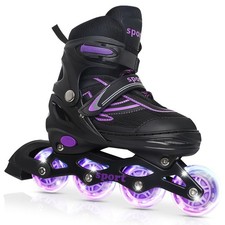 Kids Inline Skates for Girls Ages 6-12, Adjustable 4 Size Blades Roller Kids ...
