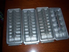 VTG  LOT 4 RETRO Frigidaire/other Ice Cube Trays Aluminum Metal Easy Release