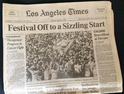 US Festival, LA Times, Sept 2nd, 1982 - Very Good Plus Condition