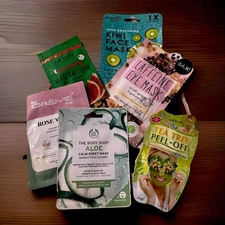Lot Of 6 Facial & Eye Masks - Kiwi  Aloe Rose Water Tea Tree Watermelon NEW
