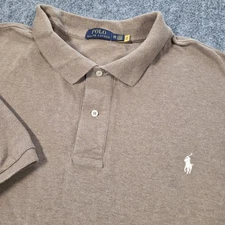 Polo Ralph Lauren Shirt Mens 3XB Big Brown Heather White Pony Mesh Polo Cotton