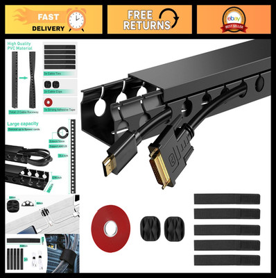 Open Slot Cable Raceway Kit - 77 Inch Wire Covers for Under Desk Cord Management